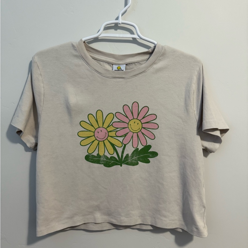 COTTON:ON - Cropped Tee with Smiley Flowers